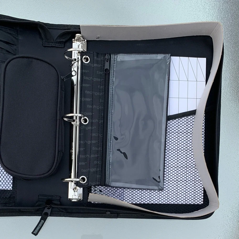Tech Gear Mega Filled Black and Grey Padded 3-Ring Binder Organizer